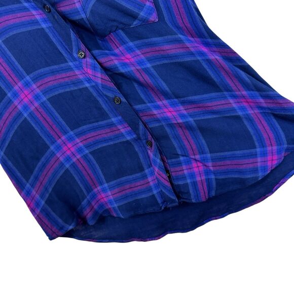 Rails Small Taitum Navy Ultra Violet Button Flannel Shirt Plaid Rayon Womens - Picture 11 of 15